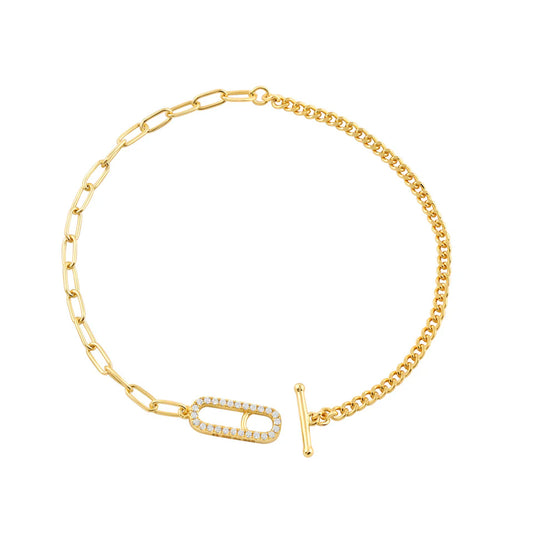 GEORGINI ALCHEMY PAPERCLIP CURB FOB BRACELET GOLD