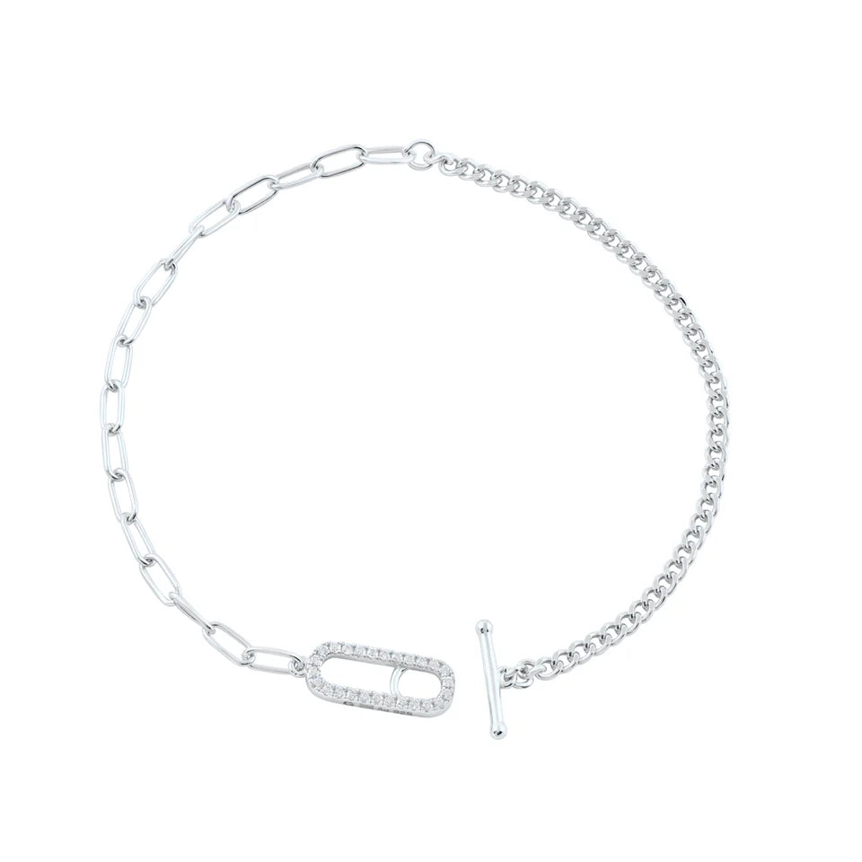 GEORGINI ALCHEMY PAPERCLIP CURB FOB BRACELET SILVER