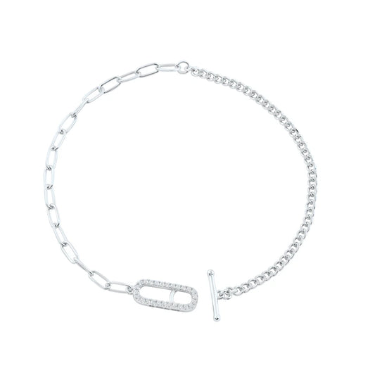 GEORGINI ALCHEMY PAPERCLIP CURB FOB BRACELET SILVER