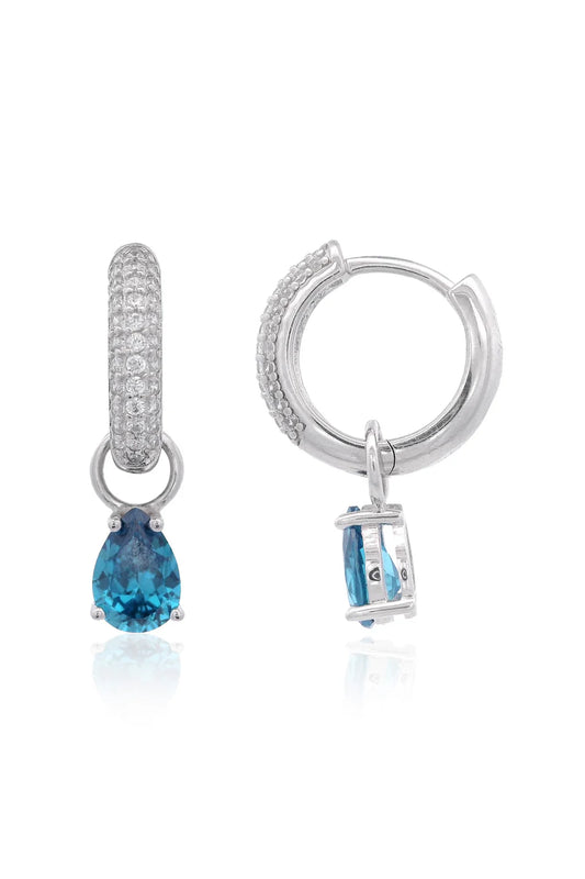 GEORGINI WISTERIA DUO PEAR EARRINGS BLUE TOPAZ CZ SILVER