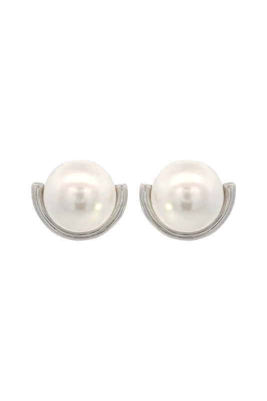 ADAGIO CRESCENT NINE-2-FIVE PEARL CRESCENT EARRINGS SILVER