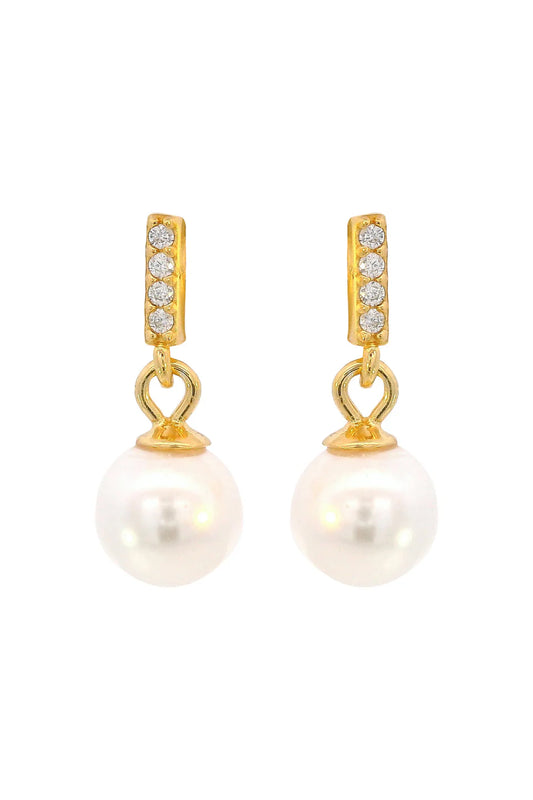 ADAGIO EFFORTLESS GLOW BAR DANGLE PEARL EARRINGS GOLD