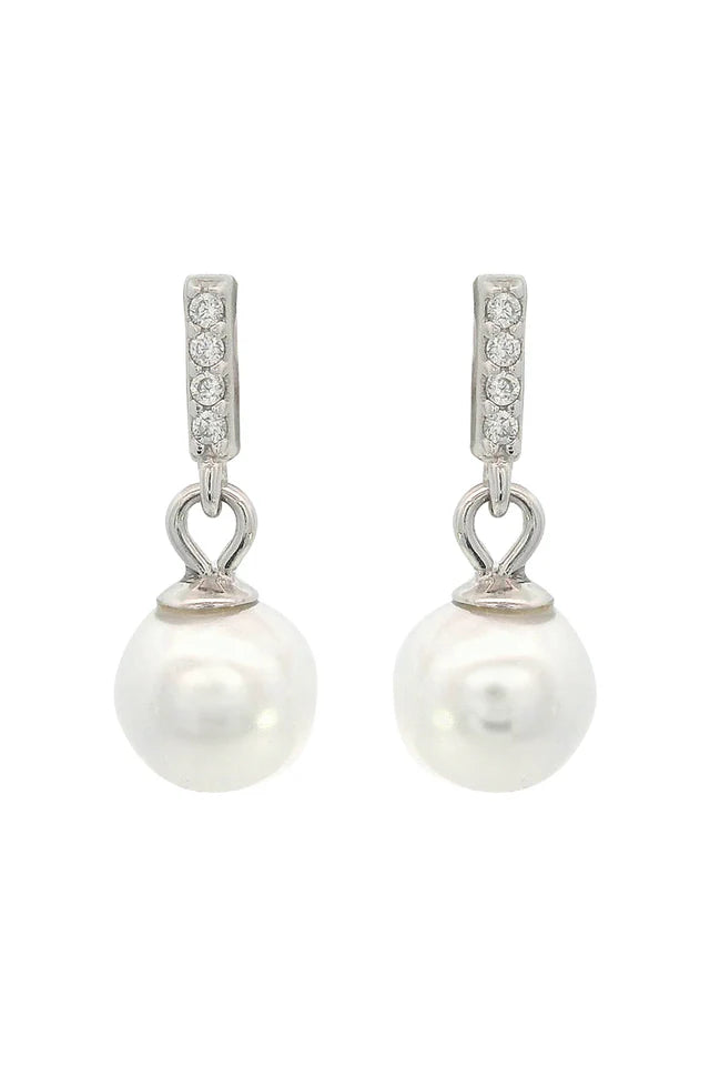 ADAGIO EFFORTLESS GLOW BAR DANGLE PEARL EARRINGS SILVER