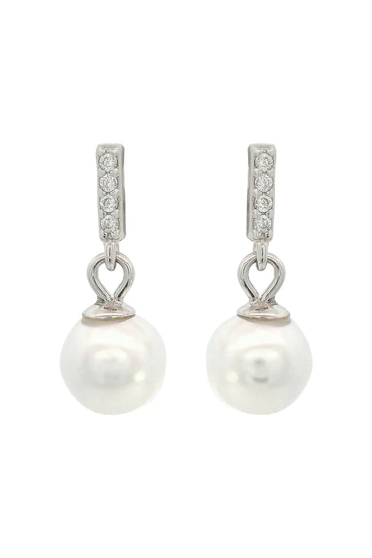 ADAGIO EFFORTLESS GLOW BAR DANGLE PEARL EARRINGS SILVER
