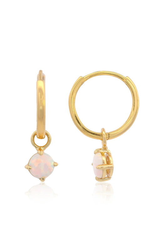 GEORGINI WISTERIA CREATED OPAL DANGLE HOOP EARRINGS GOLD
