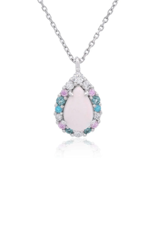 GEORGINI WISTERIA CREATED OPAL FLORIBUNDA PENDANT SILVER