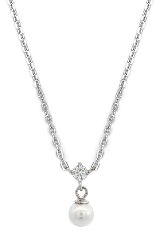 ADAGIO TOUCH OF SPARKLE PEARL NECKLACE SILVER