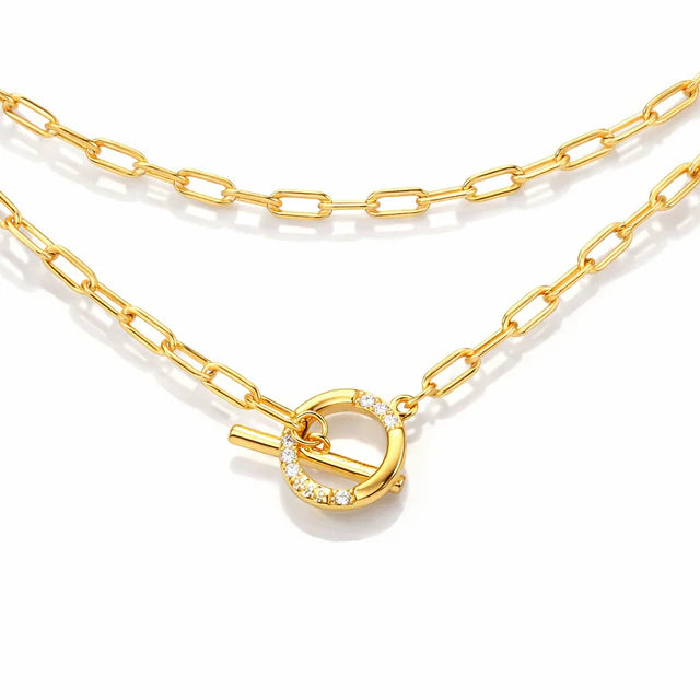 GEORGINI ALCHEMY PAPERCLIP FOB NECKLACE GOLD