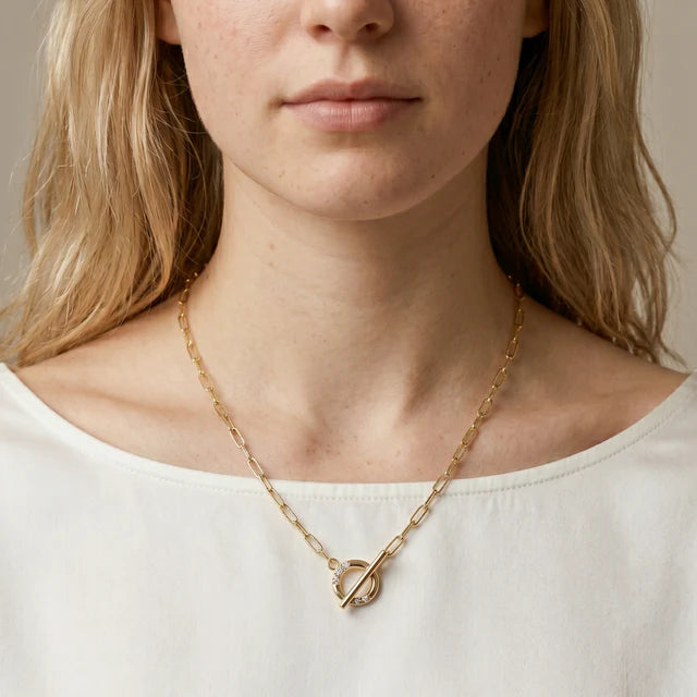 GEORGINI ALCHEMY PAPERCLIP FOB NECKLACE GOLD
