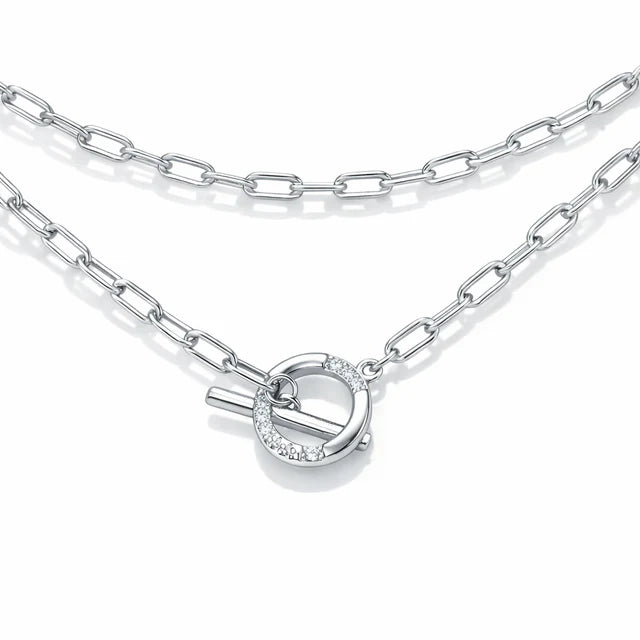 GEORGINI ALCHEMY PAPERCLIP FOB NECKLACE SILVER