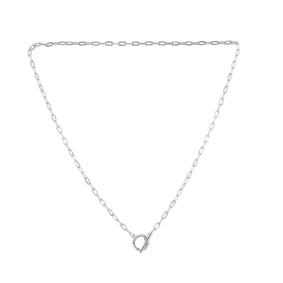 GEORGINI ALCHEMY PAPERCLIP FOB NECKLACE SILVER