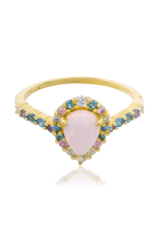GEORGINI WISTERIA CREATED OPAL FLORIBUNDA RING GOLD