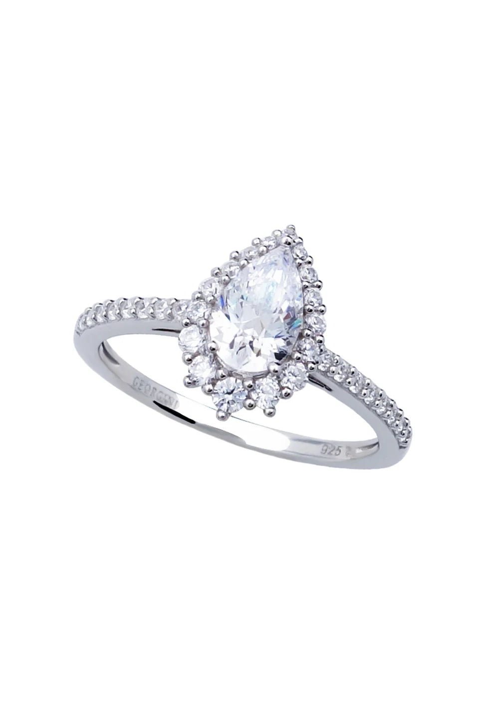 PEAR CZ JOURNEY ELEGANT RING SILVER
