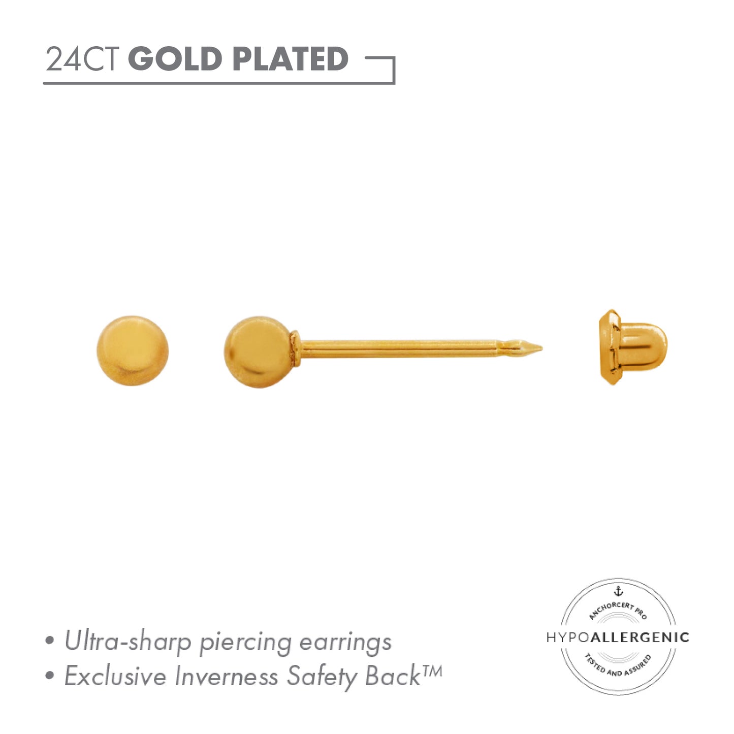 Inverness 24ct Gold Plated Stainless Steel 3mm Ball