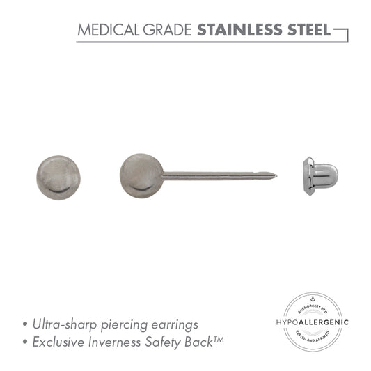 Inverness Stainless Steel 3mm Ball Piercing Studs