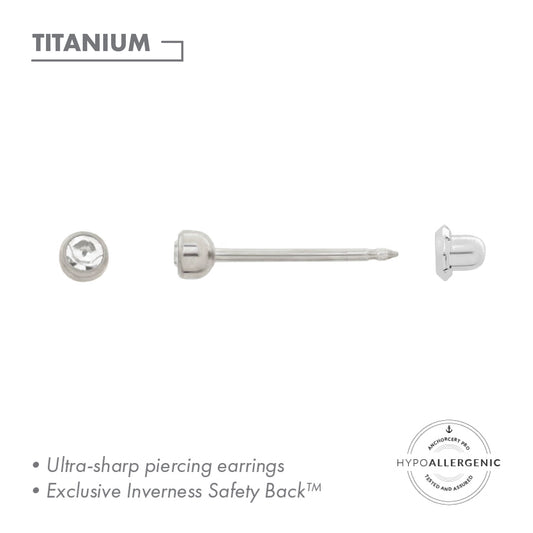 Inverness Titanium 3mm Crystal Bezel Piercing Earrings