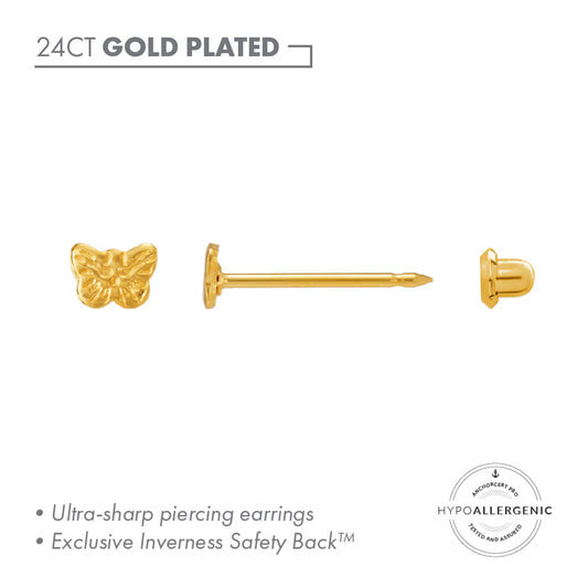 Inverness 24ct gold plated stainless steel Butterfly 4MM