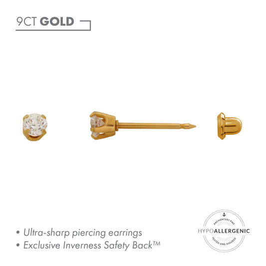 Inverness 9ct Yellow Gold 3mm Cubiq Zirconia