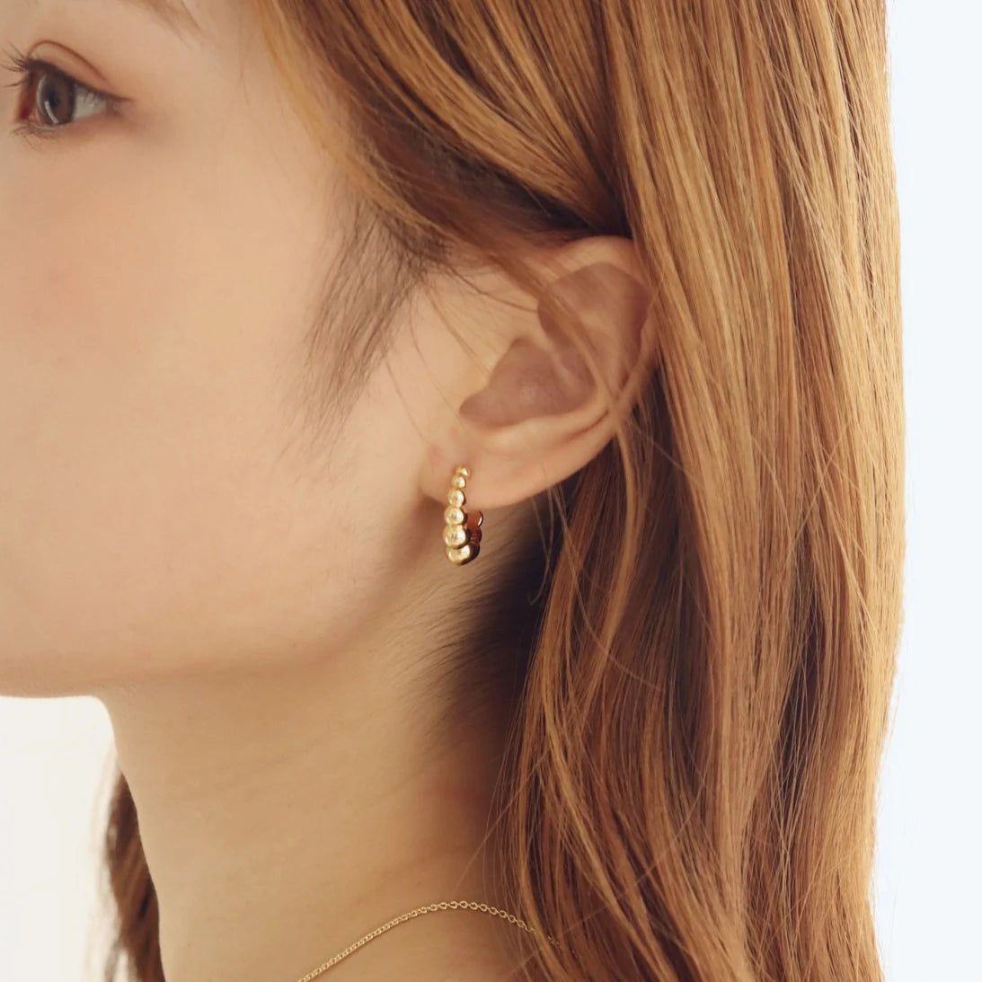Gold Beaded Hoops