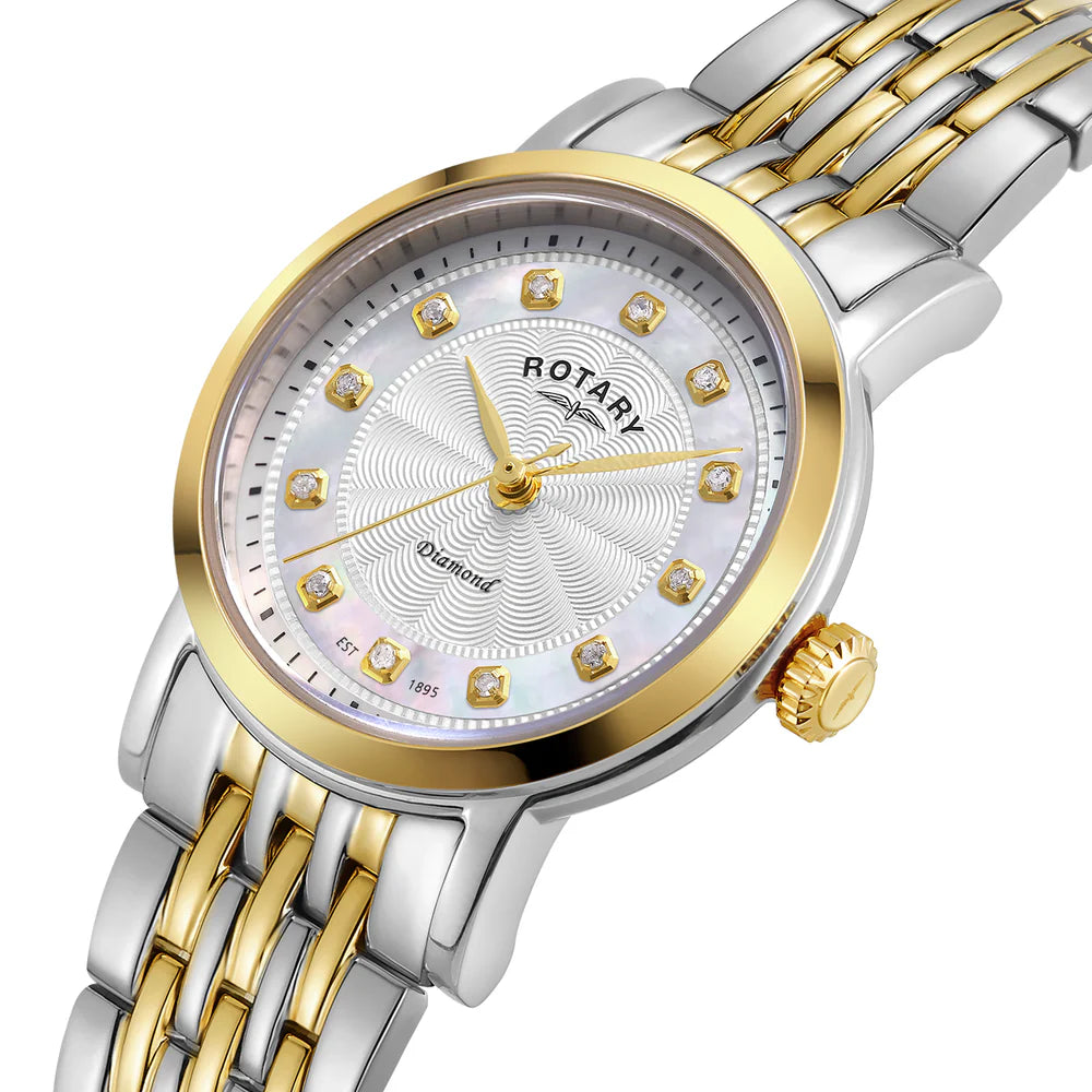 Rotary Ladies Duo Tone Bracelet Diamond MOP Dial