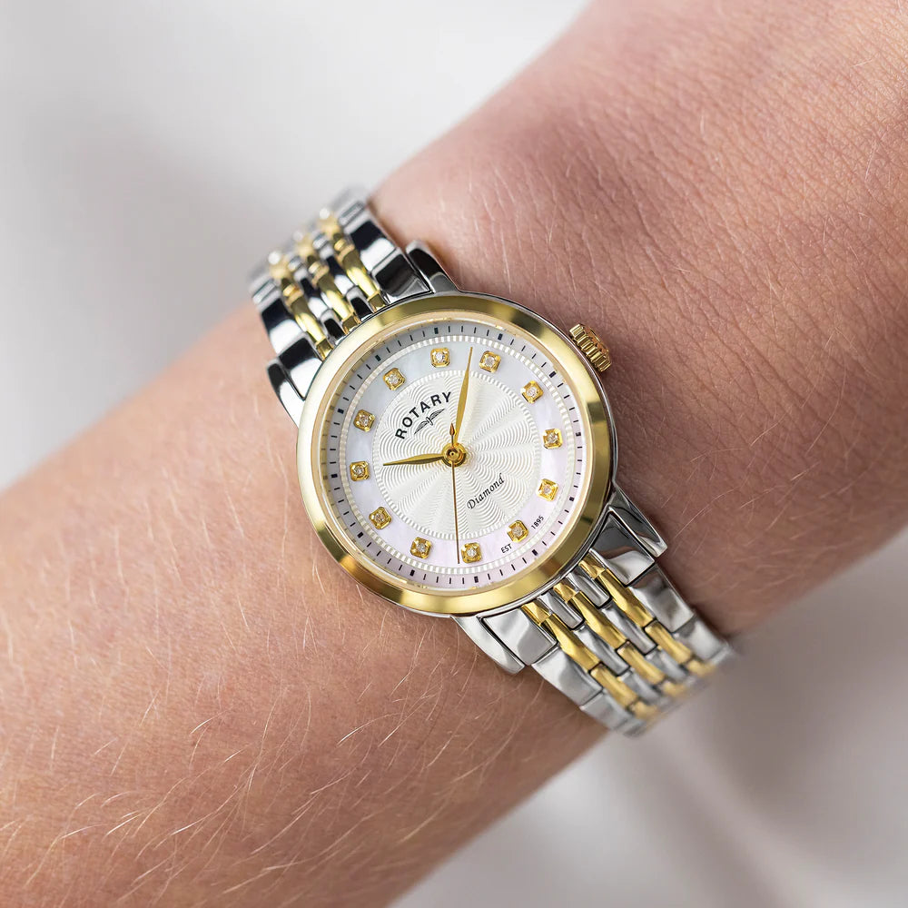 Rotary Ladies Duo Tone Bracelet Diamond MOP Dial