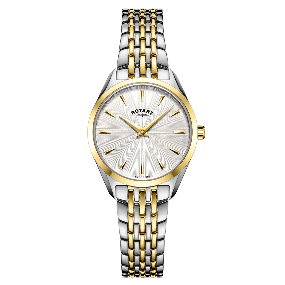 Rotary Ladies Ultra Slim Duo Tone Bracelet White Dial