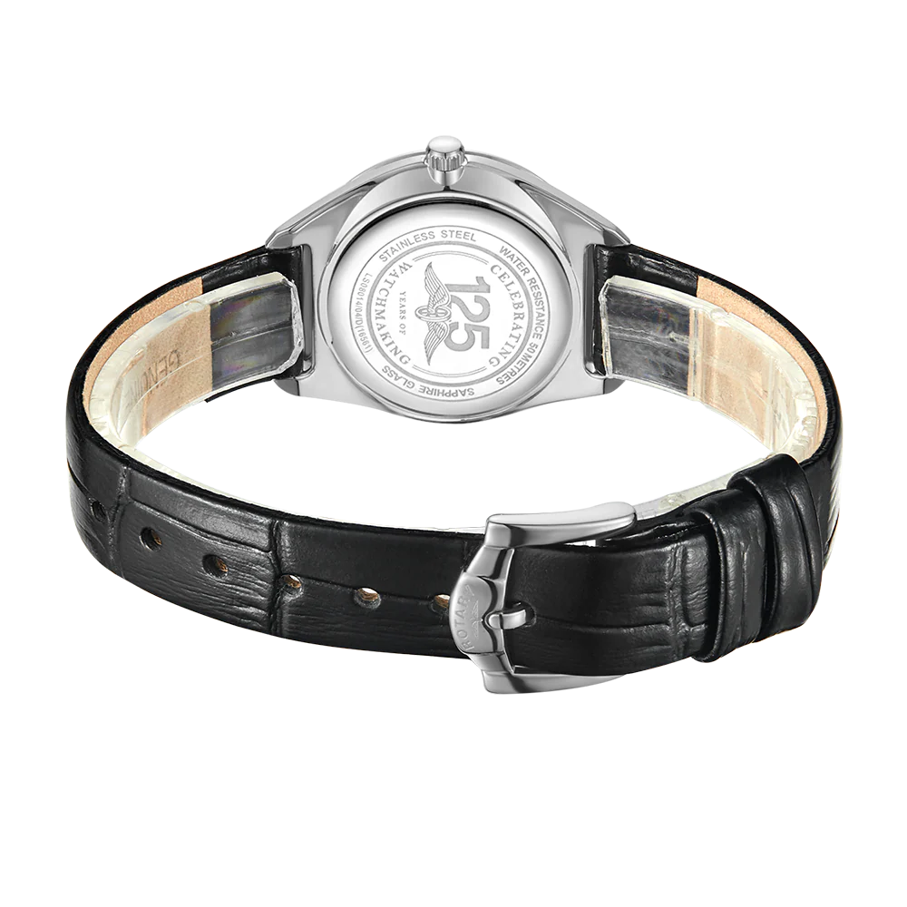 Rotary Ladies Ultra Slim Black Strap White Dial