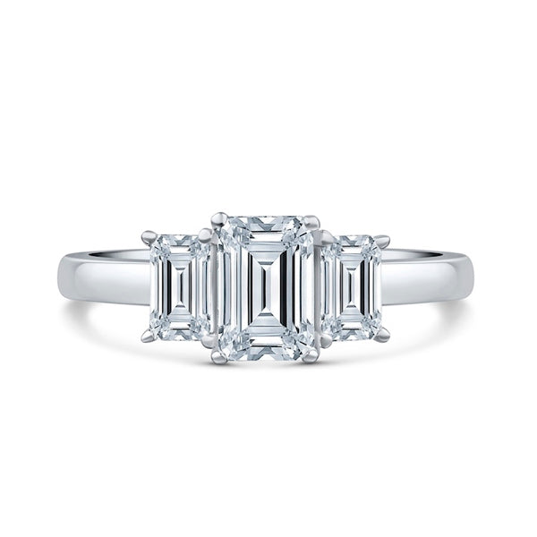 Emerald Cut Trilogy Diamond Ring