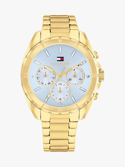 Hilfiger Ladies Gold-Plated Blue Dial Sub-Counter Watch