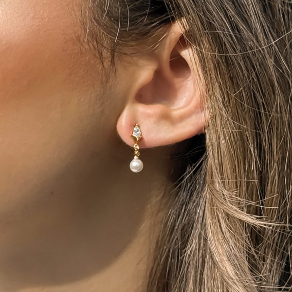 Malmo Gold Pearl Drop Earrings