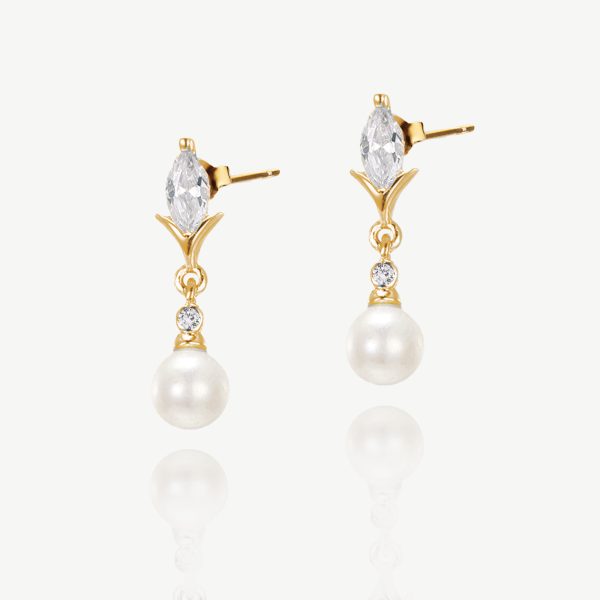 Malmo Gold Pearl Drop Earrings