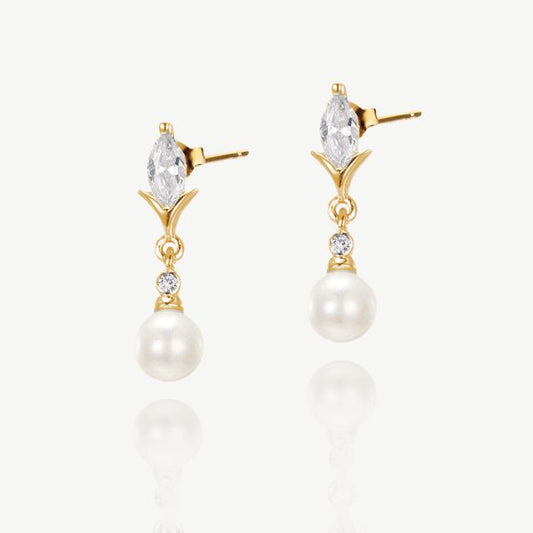 Malmo Gold Pearl Drop Earrings