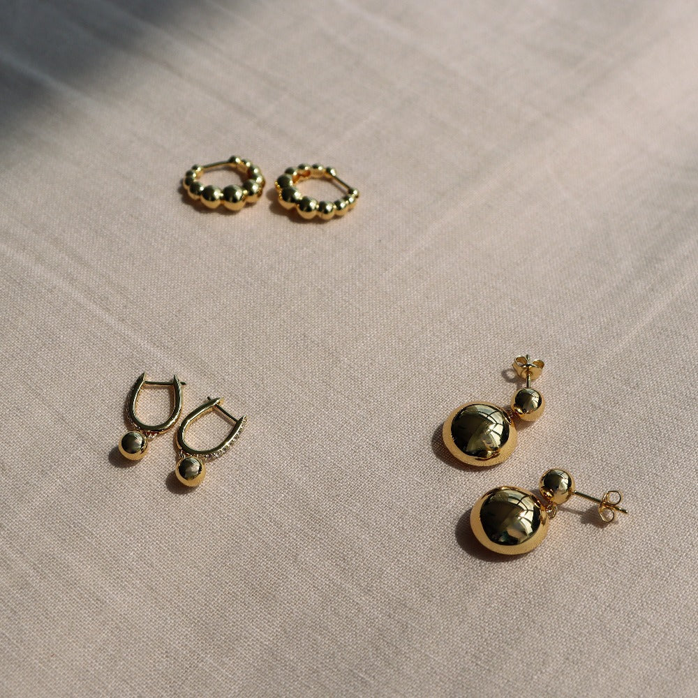 Gold Beaded Hoops
