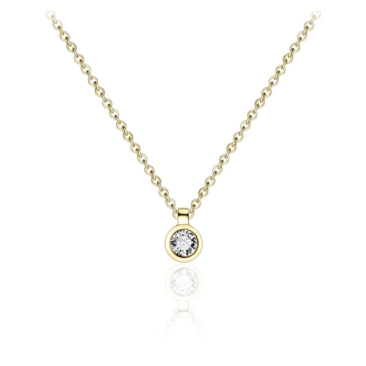 Gold Plated Bezel Cz Necklace