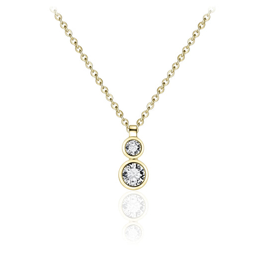 Gold Plated Double Bezel Cz Necklace