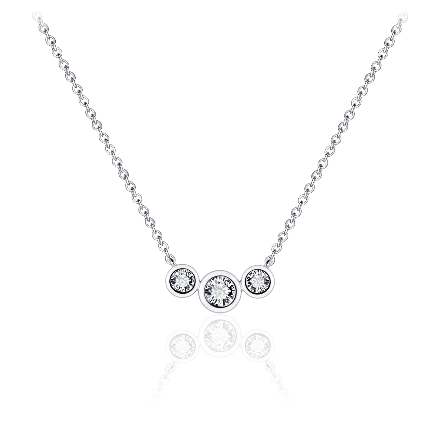 Silver Three Stone Necklace