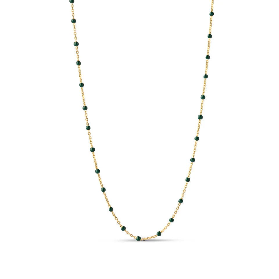 Gold Lola Necklace - Petrol Green