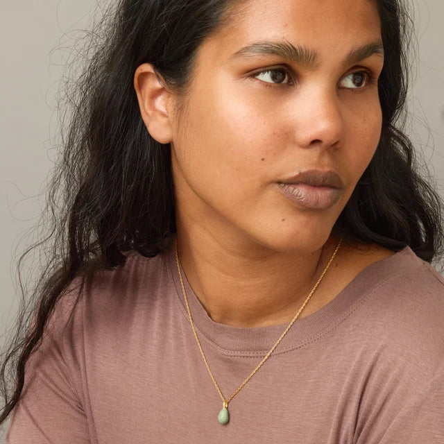 Gold Significant Enamel Necklace - Sage