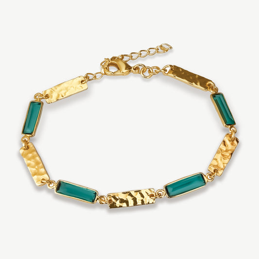 Neroli Verde Gemstone Ingot Bracelet 18ct Gold Plated, Green Tourmaline