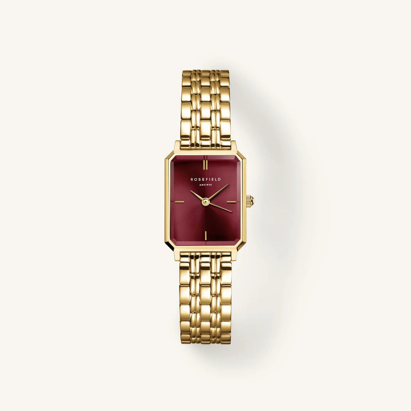 Rosefield Octagon Burgundy & Gold Watch