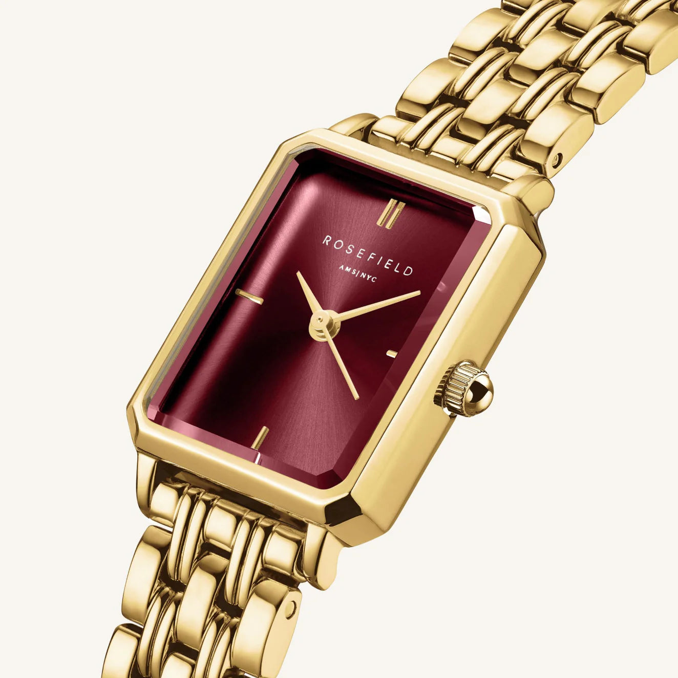 Rosefield Octagon Burgundy & Gold Watch