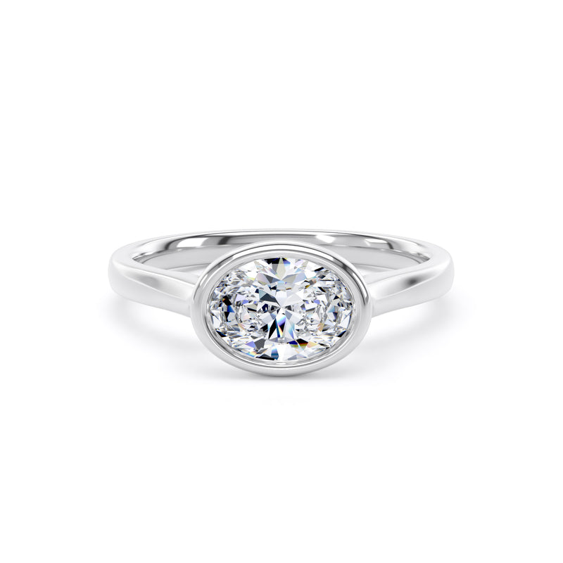 Oval Bezel Set Diamond Ring