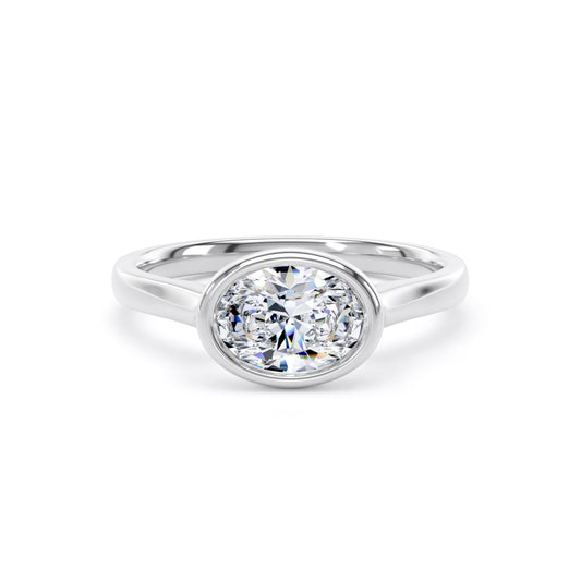 Oval Bezel Set Diamond Ring