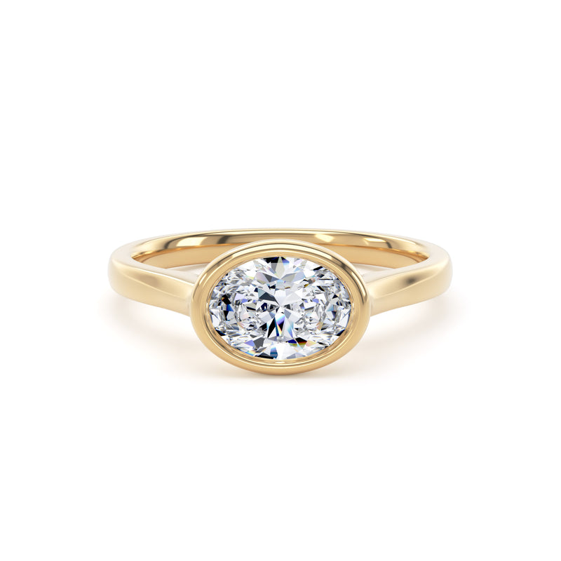 Oval Bezel Set Diamond Ring