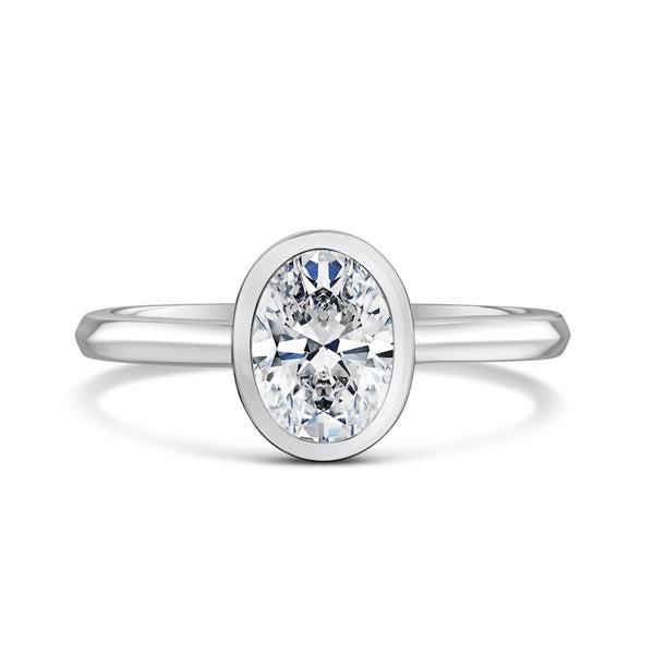 Oval Bezel Set Diamond Ring