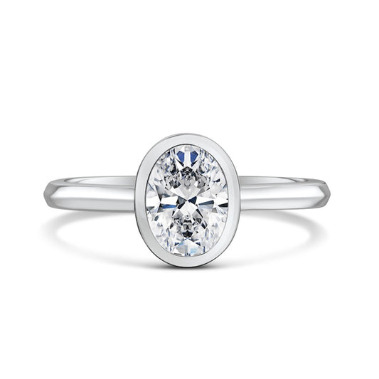 Oval Bezel Set Diamond Ring