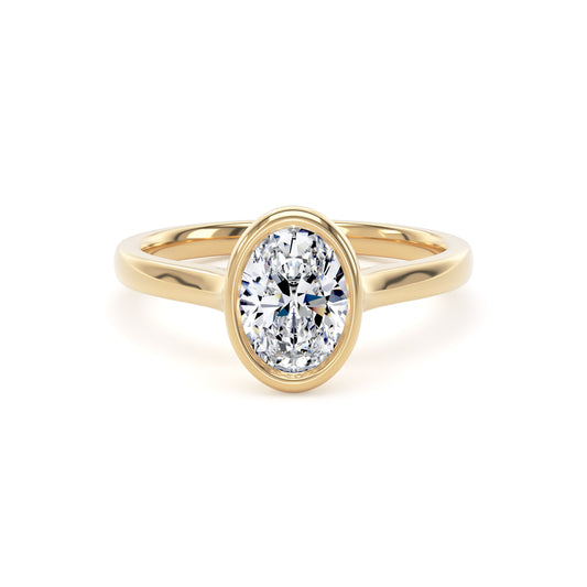Oval Bezel Set Diamond Ring