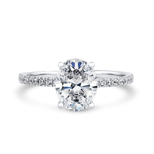 Oval Cut Diamond Ring with Diamond Set Shoulders