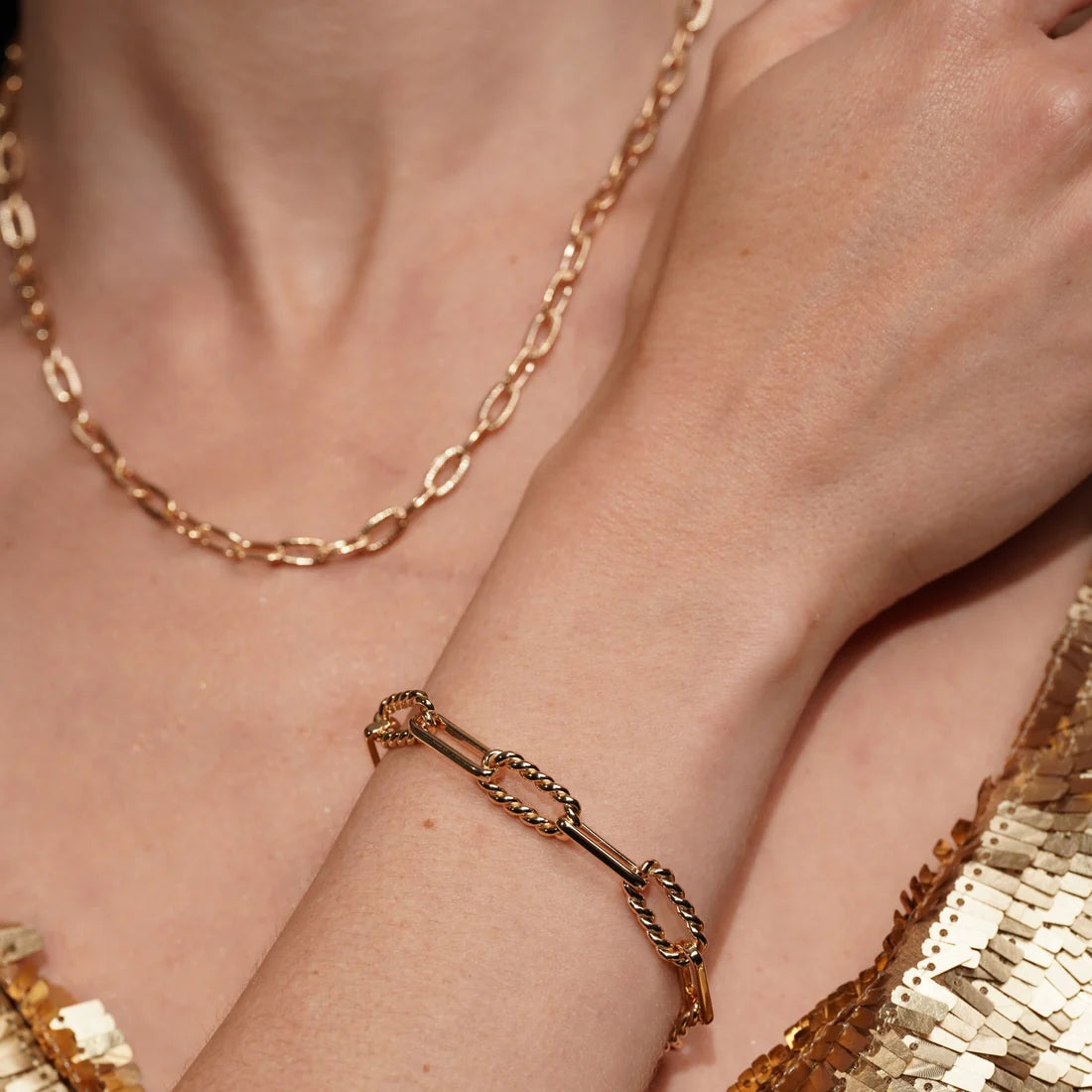 Old Record Mixed Link Chain Bracelet