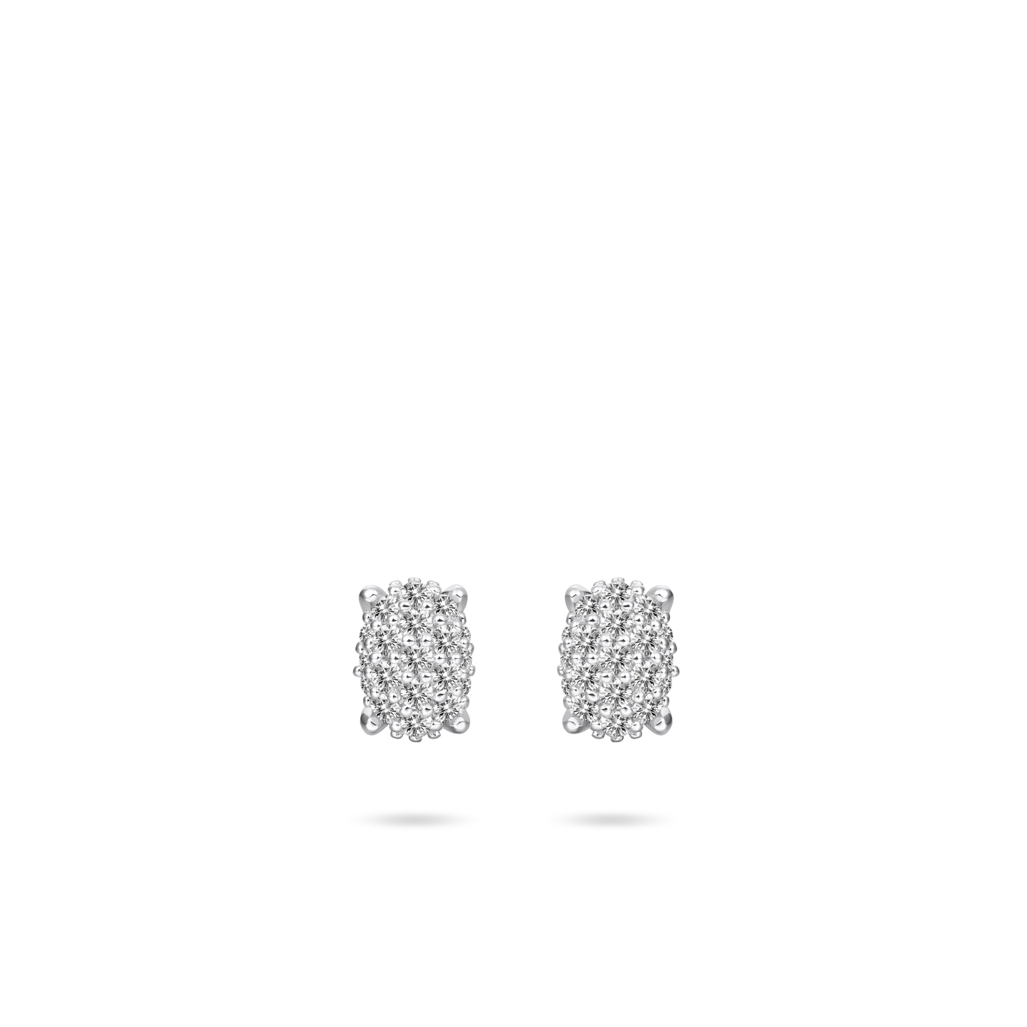 Oval Pave Dashing Details Ear Studs